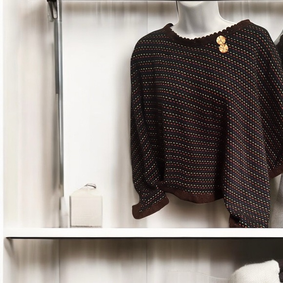 Vintage Hand Crocheted Poncho - Picture 1 of 5